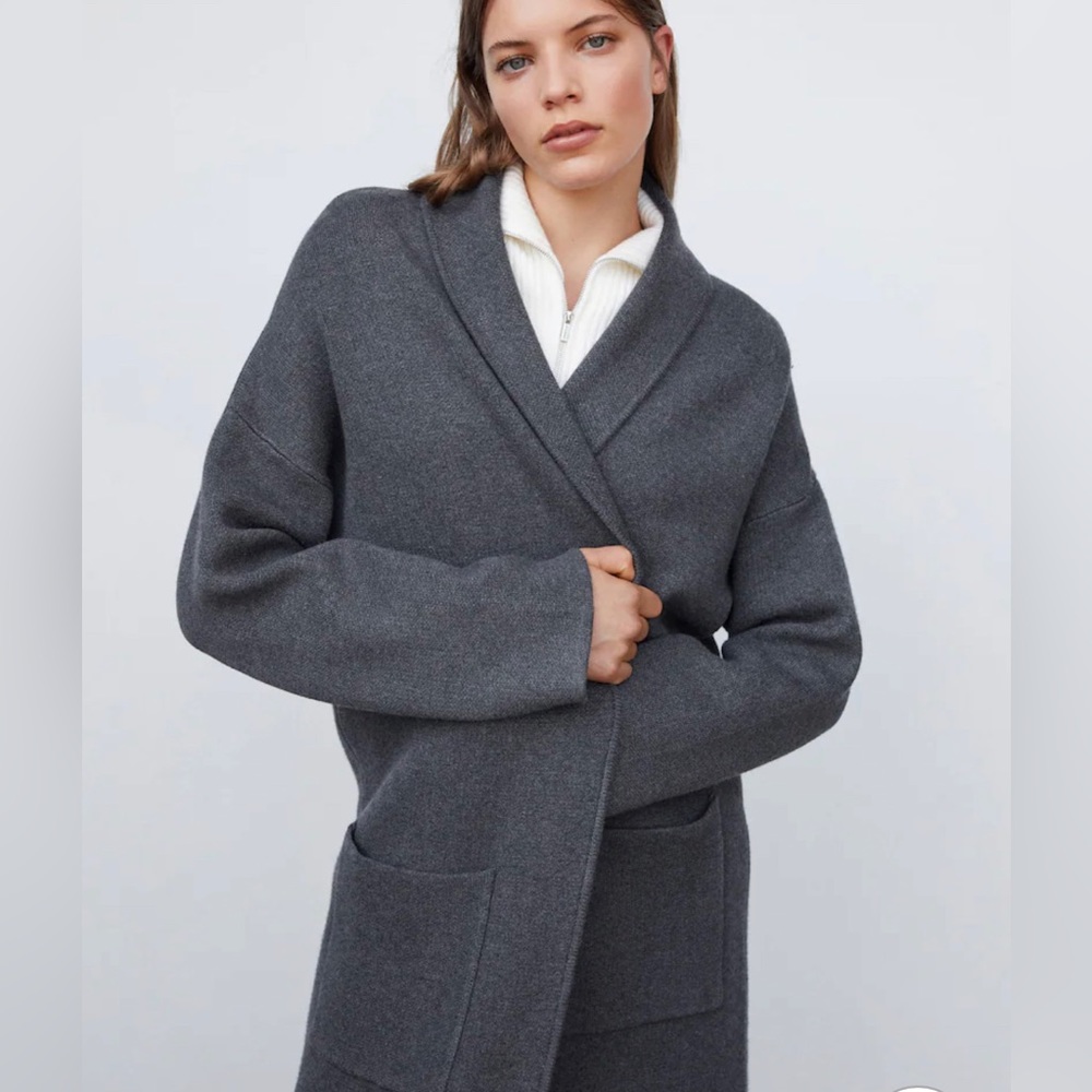 Mango Oversized knitted coat with pockets, small